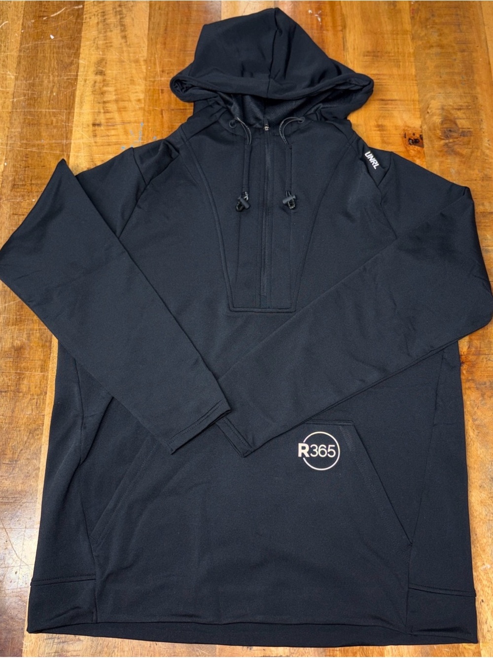 UNRL Mens Black 1/2 Zip Pullover Hoodie Sweatshirt Long Sleeve Size M